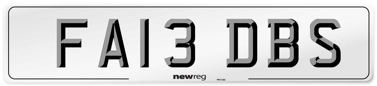 FA13 DBS Number Plate from New Reg